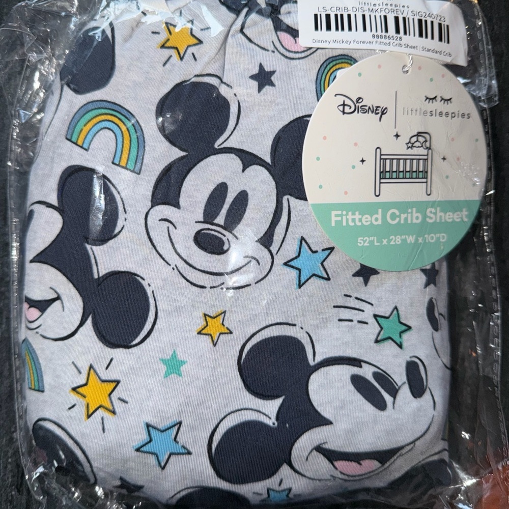 Little Sleepies: Disney Mickey Mouse Crib Sheet NIB